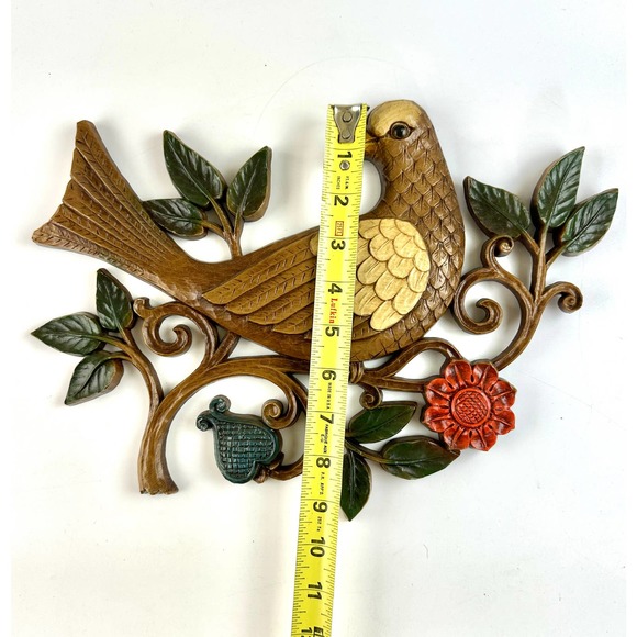Vintage 1966 Syroco Bird Wall Hanging Flower Vines Plastic Mid Century - Picture 7 of 8
